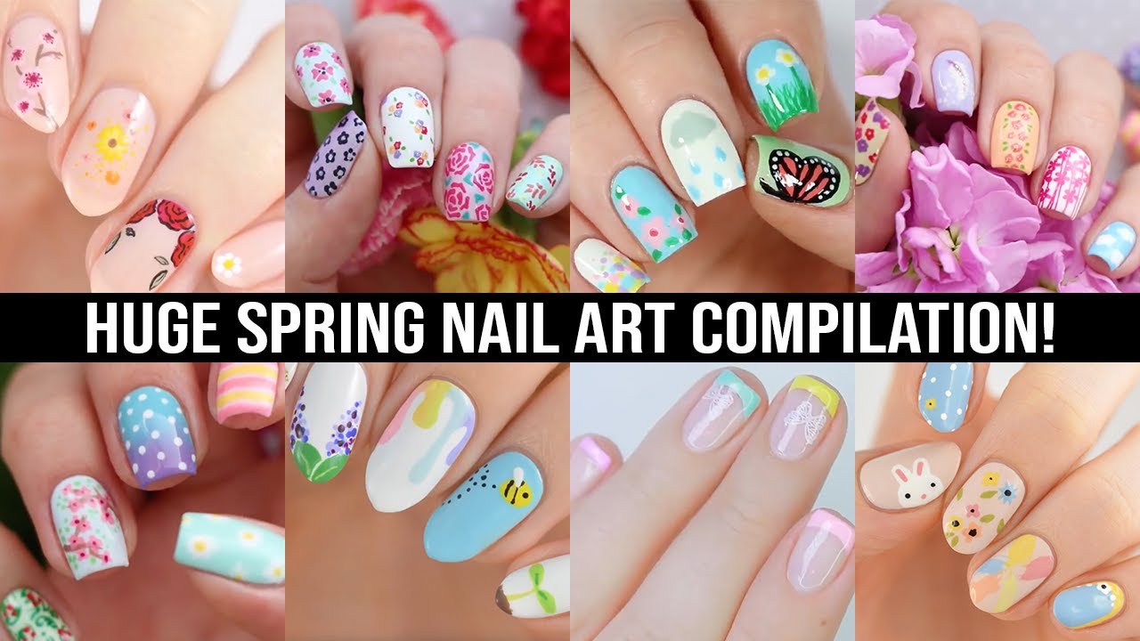 52 Cute Floral Nail Art Designs : Pastel Floral Sheer Nails